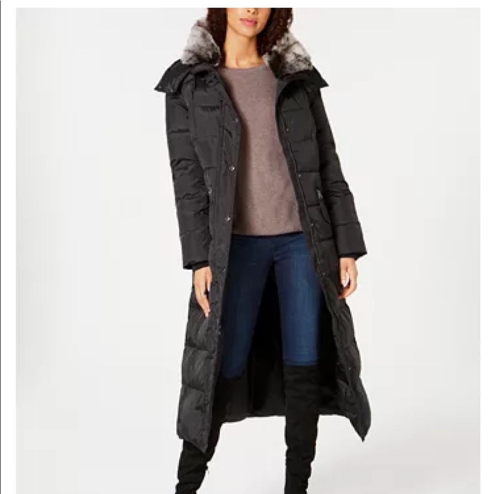 London Fog Faux-Fir-Trim Maxi Puffer Coat
